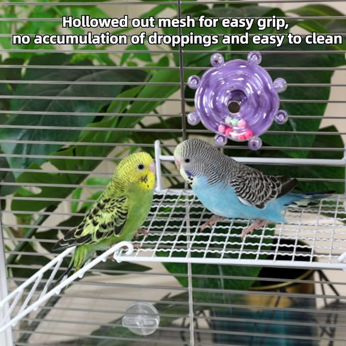 Anti-bite Metal Breathable Bird Cage Platforms with Ladders, Hanging Platforms for Bird Cage, Expand Space Inside The Cage, Suitable for Rats,Conures (Small & Large Platforms & 2 Ladders)