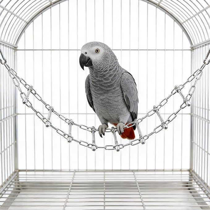 Bird Ladder Bridge, Stainless Steel Hanging Exercise Toy,Cockatiel Toys for Inside Cage, Rustproof & Bite-Proof Metal Ladder for Macaws, Cockatoos, Parakeet, Cockatiel