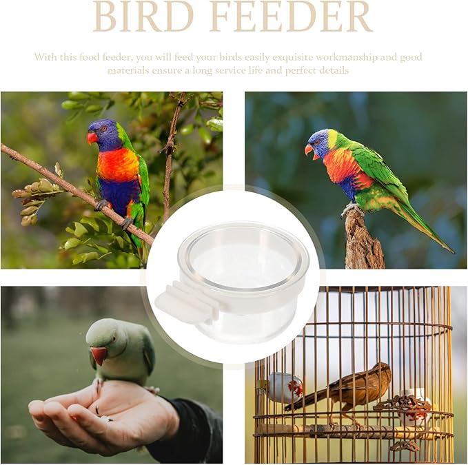Mipcase 5pcs Parrot Bowls Multi-Function Bird Feeders for Cage Transparent Bird Supply Easy Installation for Parrots Cockatiels and More