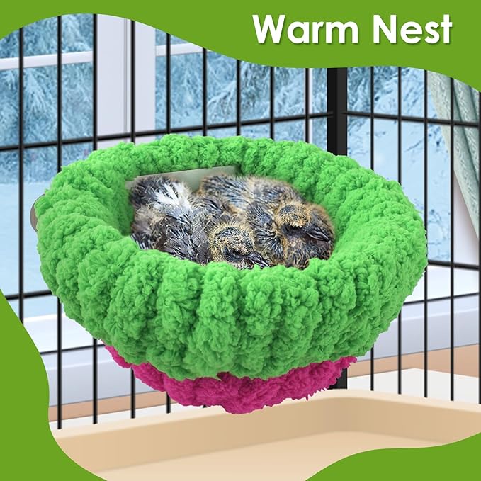 KATUMO Bird Nest, 7inch Small Parrot Breeding Bed for Budgie, Parakeet, Cockatiel, Conure, Lovebird, Canary, Finch Birds (Green/Rose, Large)