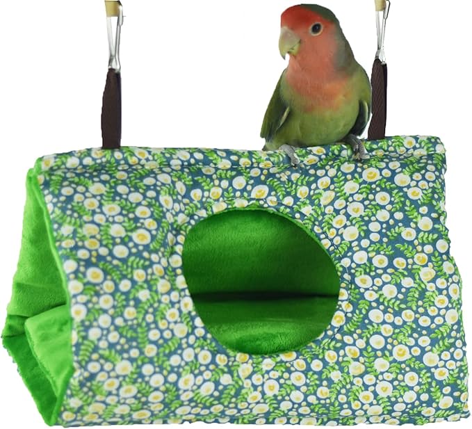 Cockatiel Bird Cage Winter Warm Tent House Conures Hammock Bedding Parrot Snuggle Hut Parakeets House Sleeping Hideaway with Pad Lovebirds Quaker