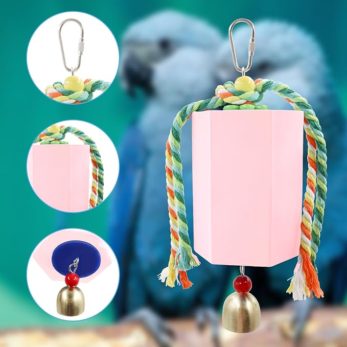Bird Beak Grinding Stone, Parrot Chew Toys with Bells, Parakeet Toys, Cage Accessories for African Grey, Amazon Parrots, Budgies, Cockatiels, Lovebirds, Conures, Quakers, Small to Medium Birds