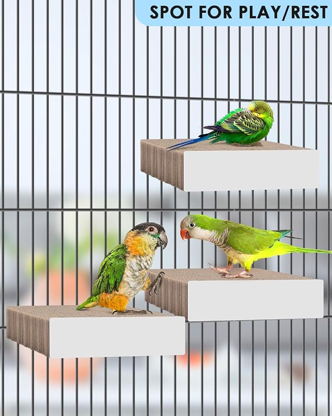 KATUMO Parrot Toys, 7.87 Inch Conure Shredder Foraging Chew Toys Bird Perch Stand Cardboard for Parakeet Cockatiel Canary Conure Mynah Small Parrots