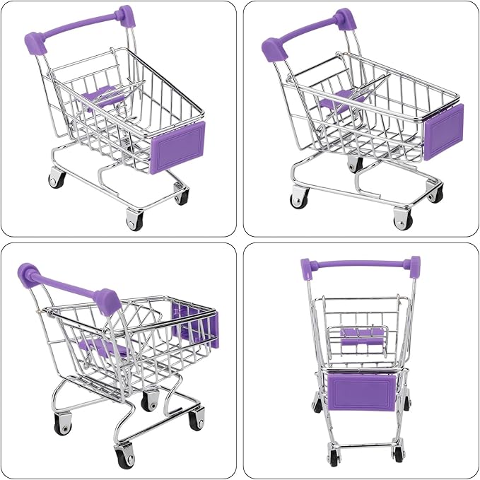 Hypeety Bird Toys Mini Shopping Handcart Trolley Parrot Intelligence Training and Playing Toy for Parakeets Budgies Cockatiel Conures Caique Quaker Lovebirds (Purple)