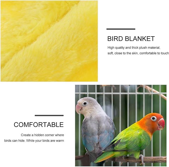 FOMIYES 1pc Cozy Fleece Bird Blanket for Parrots Warm Snuggle Hut Bed Hammock Toy Easy to Install Removable and Convenient for Cage for Parakeets Cockatiels and Lovebirds Lemon
