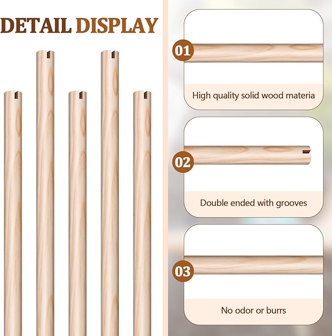 Sintuff 8 Pcs Bird Perches for Cage Accessories, Wooden Perch Rods Replacement with Double Head Slots, 0.6 Inch Diameter Natural Wood Stand for Parrot Macaw Cockatoo Parakeet (24 Inches)