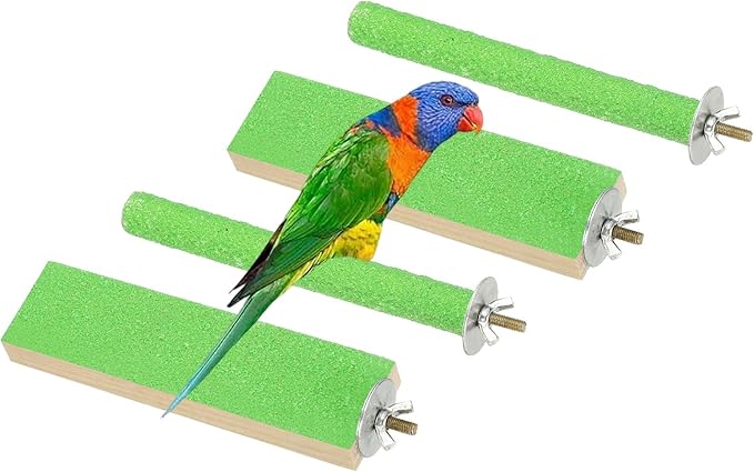 Bird Perch Stand, Wooden Parrot Perch Stand Toy, Paw Grinding Stick, Bird Cage Accessories, 6 x 1.57in (Green, 2 Pcs) Birds Toys Intended for Cage/Parakeets/Conure/Budgie