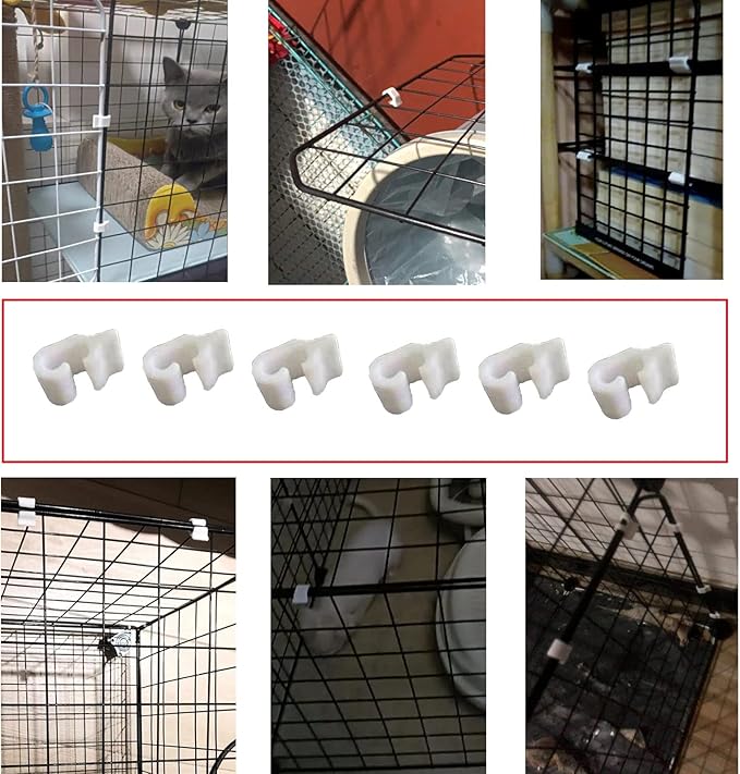 12 Pack Rabbit Cage Wire Crate Door Lock Buckle Connector Latches Clamp for Cat Dog Pet Cages Buckles Fence Fixing Clip DIY Reinforced Combine Snap Splicing Organizer
