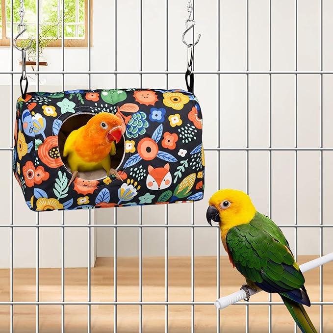 Bird Warm Bed Sleeping Nest House Snuggle Hanging Hut Hammock Hideaway Cave for Cockatiels Parakeets Budgies Lovebirds L