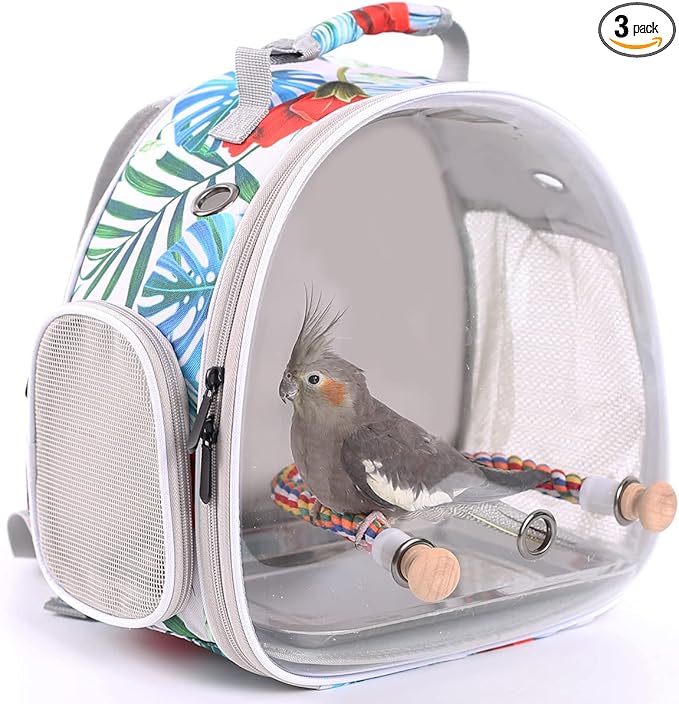 Bird Carrier Backpack with Rope Perch, Portable Bird Travel Carrier Backpack (Multi-Colored, Bird Carrier)