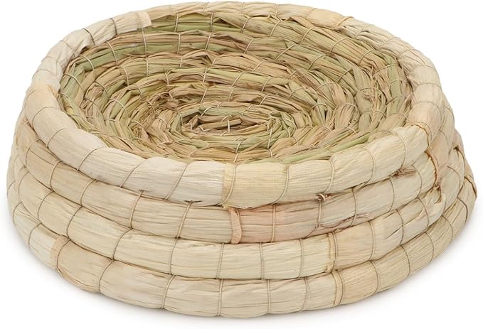 Wontee Bird Nest Parrot Breeding Nest Bed Bird Cage House for Pigeon Dove Parakeet Cockatiel Conure African Greys (A: Corn Husk nest)