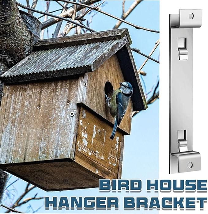 1Sets Bird House Hanger Bracket Stable Rust Proof Galvanized Steel Bird House Mounting Bracket for Securing Bird Houses, Silver