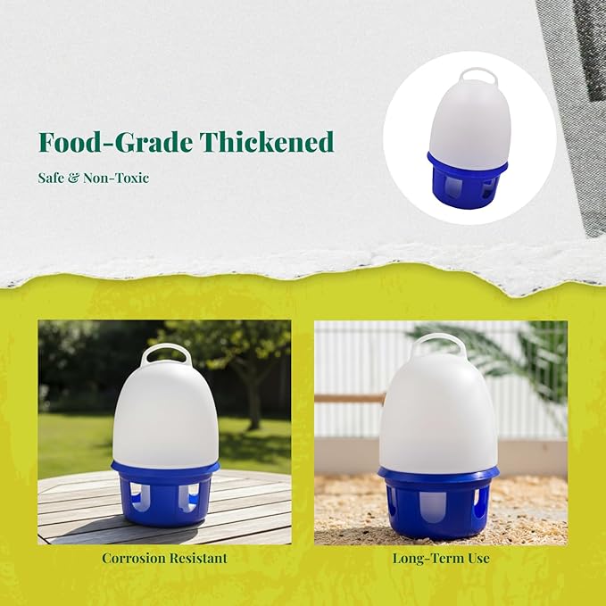 Pigeon Drinker Bird Water Drinker Bucket Cage Accessories Pigeon Water Dispenser for Pigeon Peacock Pet Supplies Farm Chick, 10L Big Handle