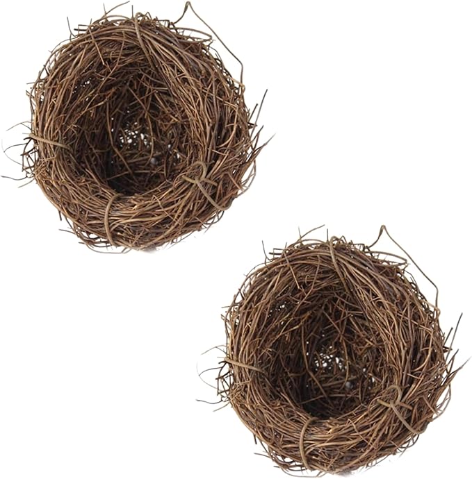 2Pcs Easter Bird Nest Anti-Scratch Decorative Lightweight Egg Decoration Prop Easter Bird Nest Compatible with Crafts Artificial Flowers Artificial Plants and Flowers（6 cm）