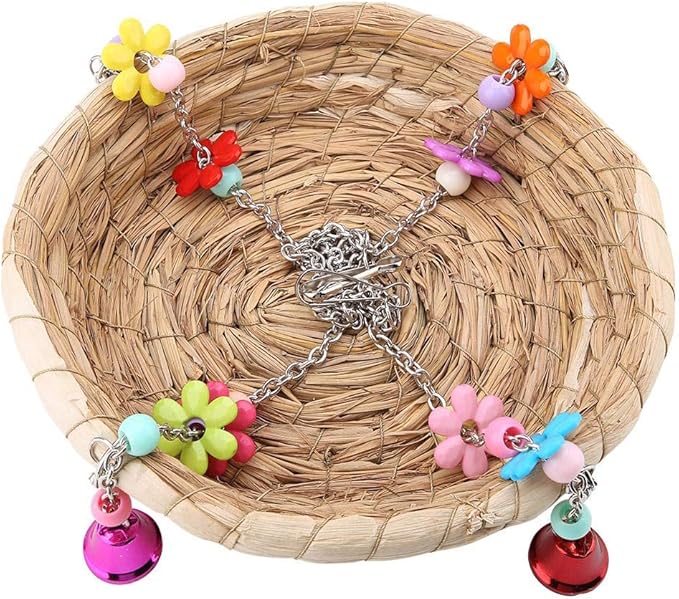 TOPINCN Nest Straw Reusable Bird Lovebird Bite Toy Basket Bed Hanging on Birdcage
