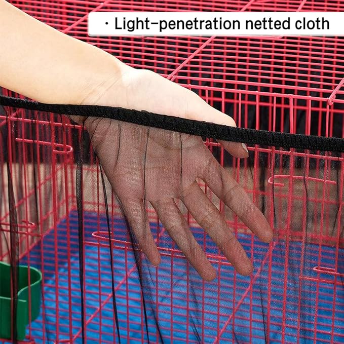 Universal Bird Cage Seed Catcher, Elasticity Airy Gauze Guard Net Cover, Soft Parrot Mesh Skirt Cover, for Round Square Cages (Black, L)