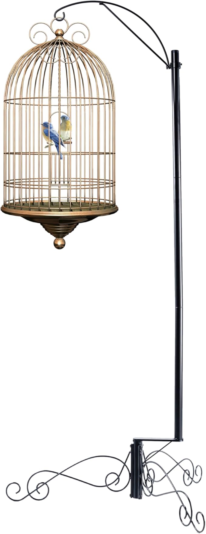 HOHIYA Heavy Duty Shepherd Hook 61 Inch Bird Cage Stand Outdoor Garden for Bird Feeders Hanging Plants Solar Lights & Lanterns Weather-Resistant Black Powder Coated Steel
