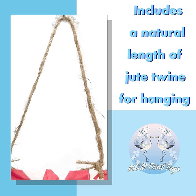 5112 Sola Popcorn Shredder - Handmade Super shreddable Bird Toy, Food Grade Popcorn Bag, Handcut sola Wood Pieces, Natural Jute Twine Hanger, Delightfully Fun for Birds to Shred and chew
