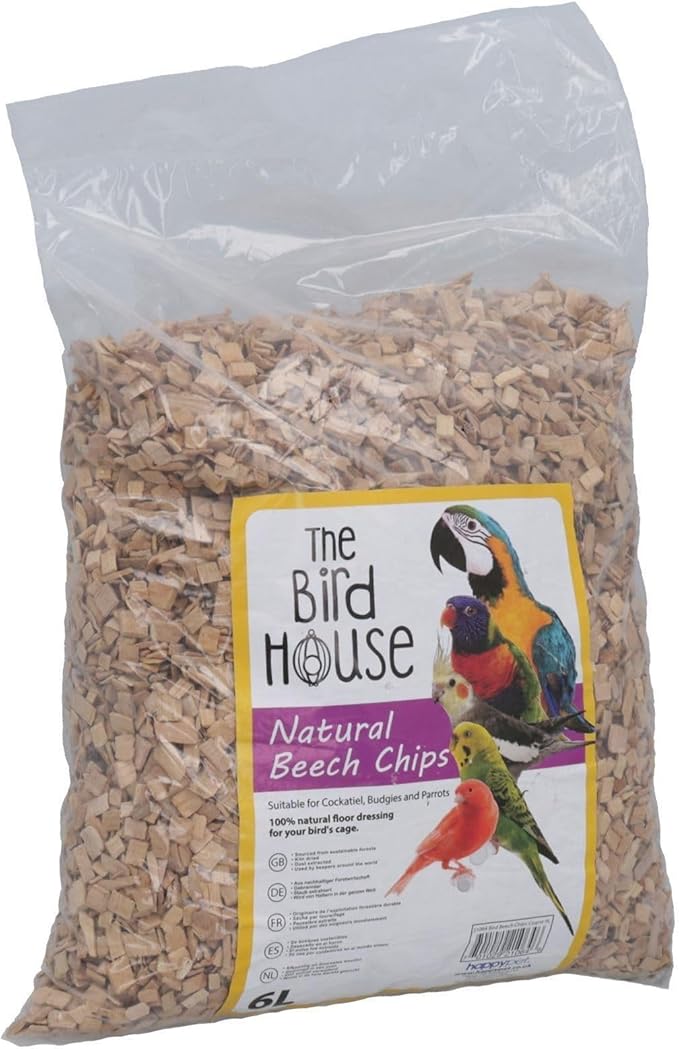 AB Tools 3pk of 6 Litre Natural Coarse Beech Chips Bird Parrot Cage Bedding Covering
