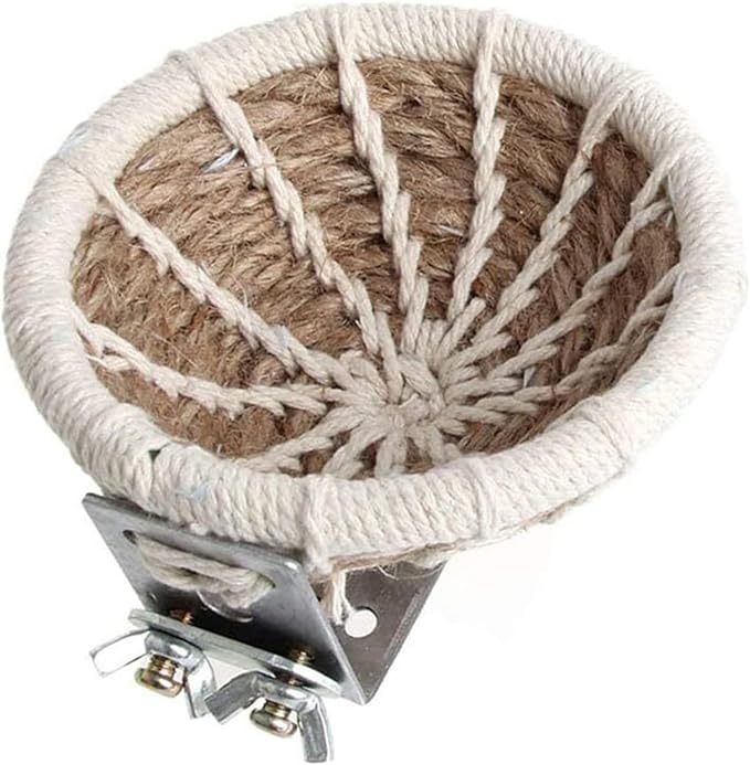 Hand Woven Hemp Rope Bird Nest Bed Cage Bed for Dove Parrot Canary Little Parrot Warm Bird Breeding Cabin Nest(Hemp Rope L)