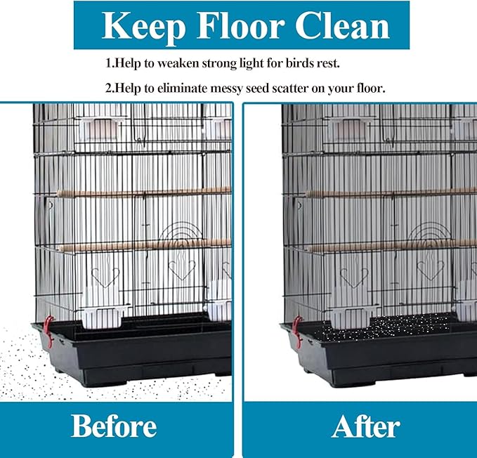 ASOCEA 2Pack Large Bird Cage Seed Cather,Bird Cage Cover Adjustable Soft Airy Skirt Guard for Parrot Parakeet Macaw African Round Square Cages Cover (118 * 31.5in/300 * 80cm) (Black & White)