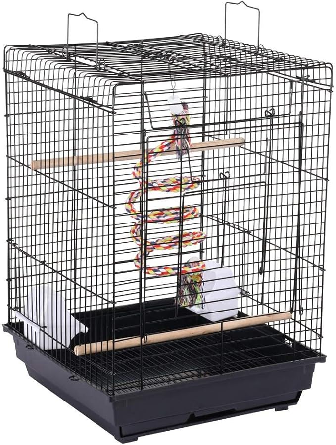Topeakmart Heavy Duty Open Top Travel Bird Cage Carrier for Bird Canary Cockatiel Small Parrots