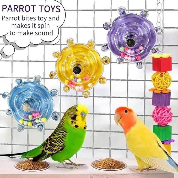 Budgie Toys, Parakeet Training Toy, Interactive Bird Educational Toy for Small Birds, Cockatiel Toys, Fun Parakeet Toys, Lovebird Toys, Quaker Parrot Toys, Bird Toys for Conures (Yellow)