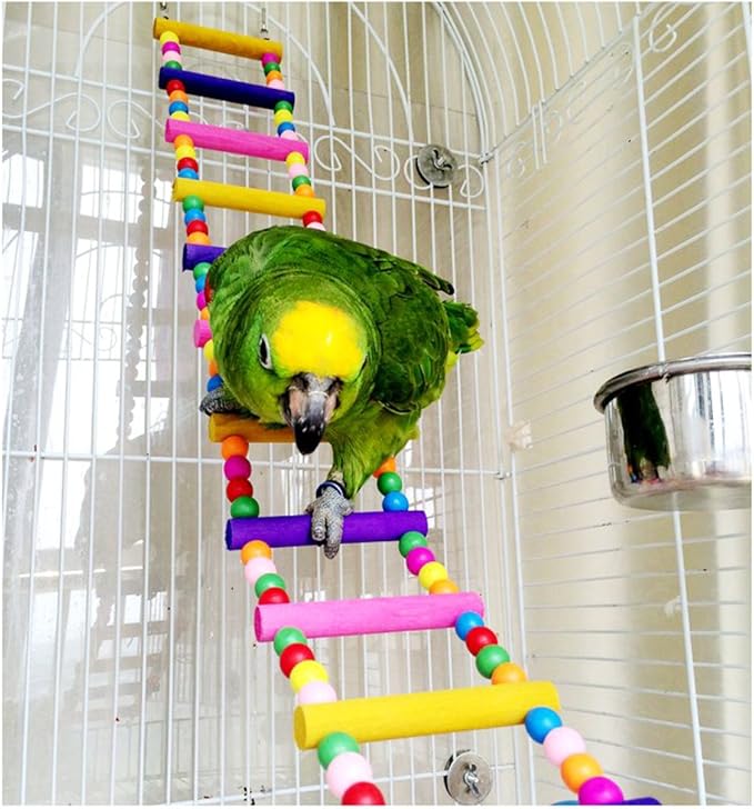 Wooden 80cm Parrot Ladder Bridge Pet Bird Toys with Hooks
