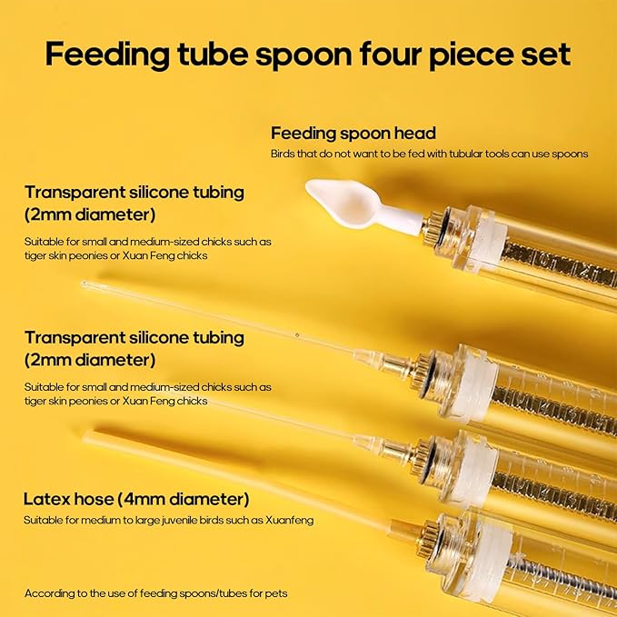 8 Pcs Bird Feeding Syringe Set Feeding Tubes for Baby Birds Parrot Hand Feeding Syringe Pet Syringe Feeding Tube Stainless Steel Metal Feeding Spoon Small Animals (30ml-Set of Eight)