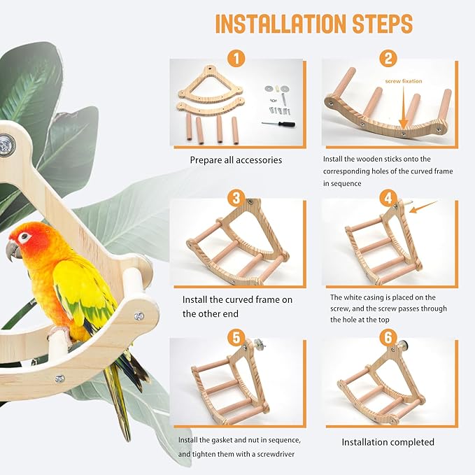 Bird Stand Perch Toy,Interactive Rocking Parakeet Toy and Perch, Wooden Exercise Wheel Cockatiel Toy, Intelligence Puzzle Enrichment Toys,Bird Playground Play Stands for Conure Budgie(A)