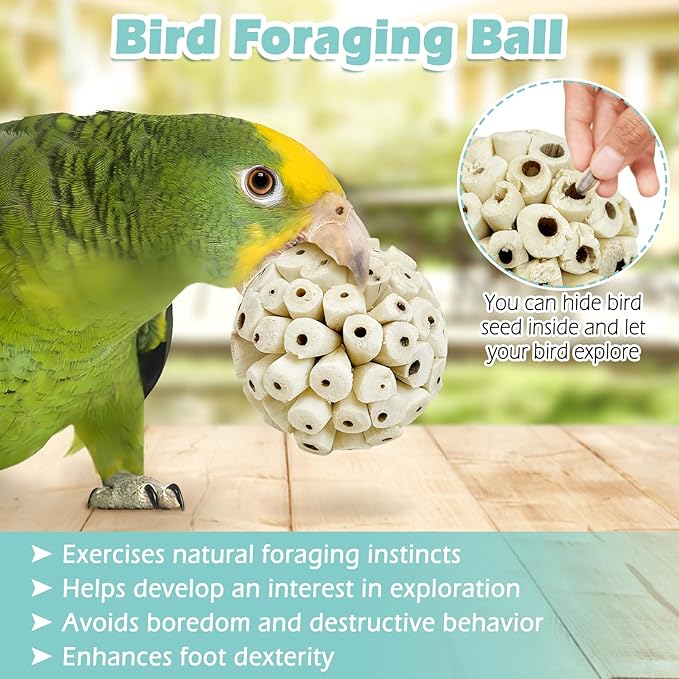 PINVNBY 24 Pack Small Sola Balls Bird Toys Soft & Chewable Bird Chew Ball 2.36" Natural Sola Plant Lightweight Shred Toy for Parakeet Cockatiel Lovebird Budgie and Similar Sizes Pets