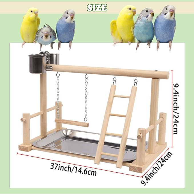 kathson Bird Playground,Parrot Play Stand,Parakeet Play Gym with Feeding Cups,Cockatiel Perchs Playstand with Exercise Toys for Budgie Conures Cockatoos Lovebirds