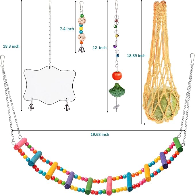 Chicken Toys for Coop 12PCS Set, KAKUNM Chicken Enrichment Toys，Including Xylophone, Swing Set, Mirror Toy, Flexible Ladder, Vegetable String Bag and Hanging Feeder, Coop Accessories for Hens