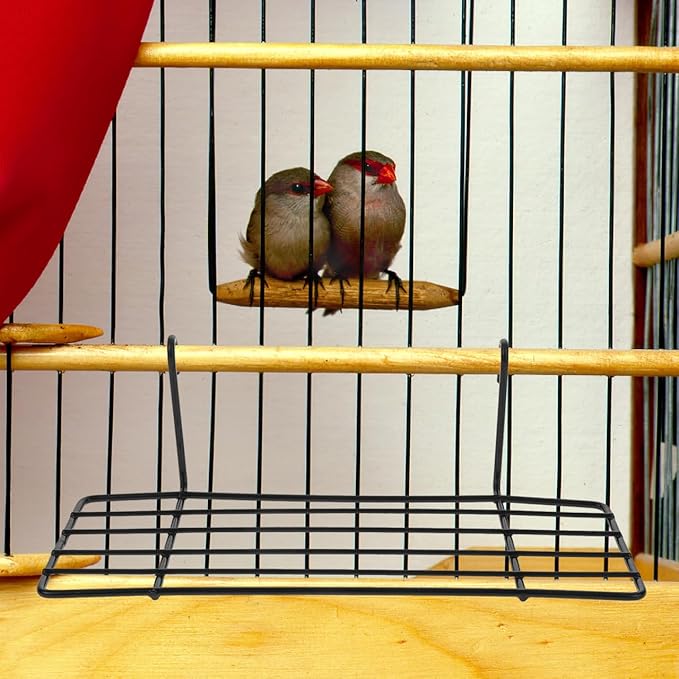 Balacoo 2 Pcs Iron Bird Perch Stand for Parrots: Black Metal Grid Birdcage Rack, Bird Perch for Parakeets, Cockatiels, Lovebirds - 9.84 X 5.90 X 5.51 Inch