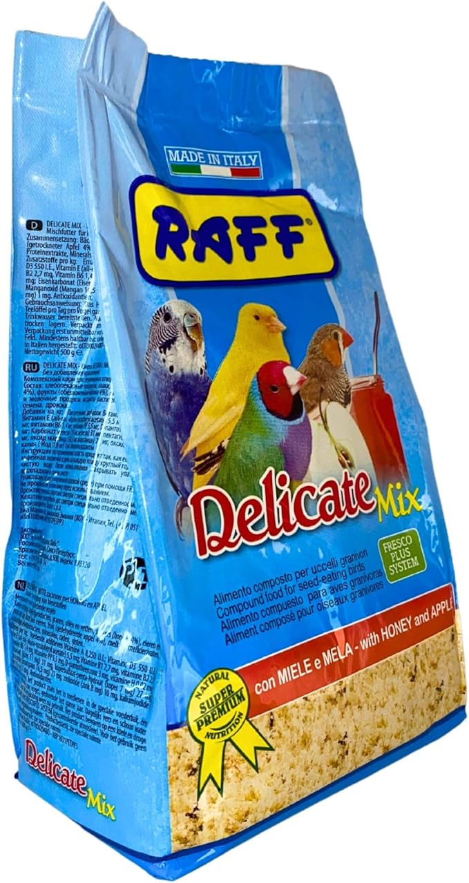 Raff Delicate Mix 500g - Bird Seed Parakeet, Nutrient-Rich for Small Parrots, Supports Feather Growth, Immune System, and Recovery During Molting and Rest Periods