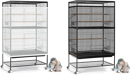 ASOCEA 2 Pack Large Bird Cage Seed Cather,Bird Cage Cover Adjustable Soft Airy Skirt Guard Birdcage Nylon Mesh Net for Parrot Parakeet Macaw African Round Square Cages Cover (118 * 31.5in/300 * 80cm)