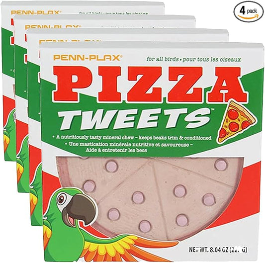 Penn-Plax Tweet Eats: Pizza Tweets â€“ Nutritious and Tasty Mineral Chew â€“ Safe for All Birds â€“ Keeps Beaks Trim and Conditioned â€“ 1 Piece (Pack of 4)