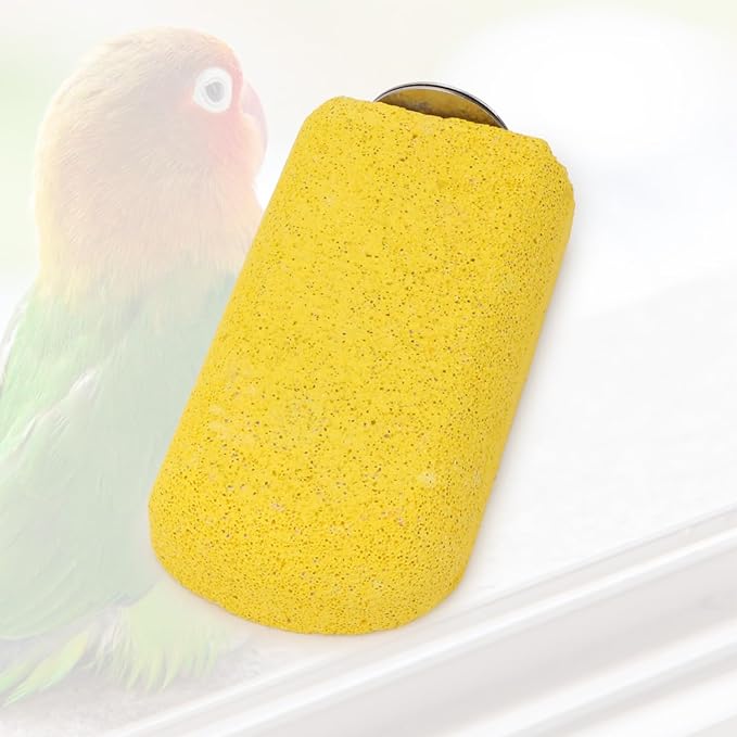 Hypeety 2PCS Bird Calcium Teeth Mouth Molar Grinding Stone Hamster Grinding Stone Chew Toy Perch Stand for Parrot Budgies Chinchilla Squirrel Hamster Cage Stand Platform Yellow
