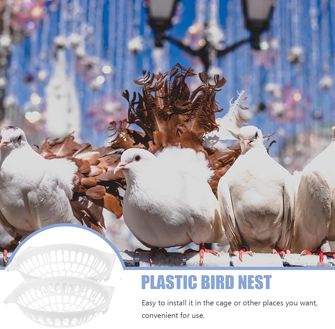 Yardwe Breeding Bird Nest Bowl 9.64X9.64X1.77In Plastic Egg Laying Basin with Mesh Bottom for Parrots Pigeons Pet Supplies Durable Washable Cage Accessory 10 Pack