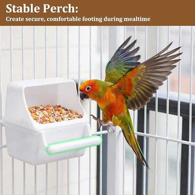 2 PCS Bird Cage Feeder, White No Mess Bird Feeder Cage, Comederos para Pajaritos De Jaula for Cages,Small Pets,Birds and Parakeets