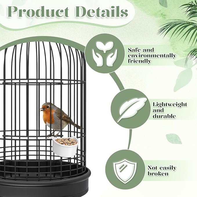 6 Pcs Plastic Bird Food Feeder Bird Cage Feeder Hanging Feeding Bowl Seed Container White Food Dishes Bowl Birds Cage Accessories for Small Parakeet Pigeons Conures