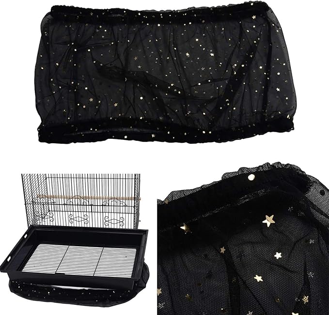 QBLEEV Extra Large 29.5" Mesh Bird Seed Catcher, Bird Cage Guard Cover with No Mess, Birdcage Nylon Shell Skirt Traps Guards to Protect Floors, Stretchy Cage Covers with Secure Fit