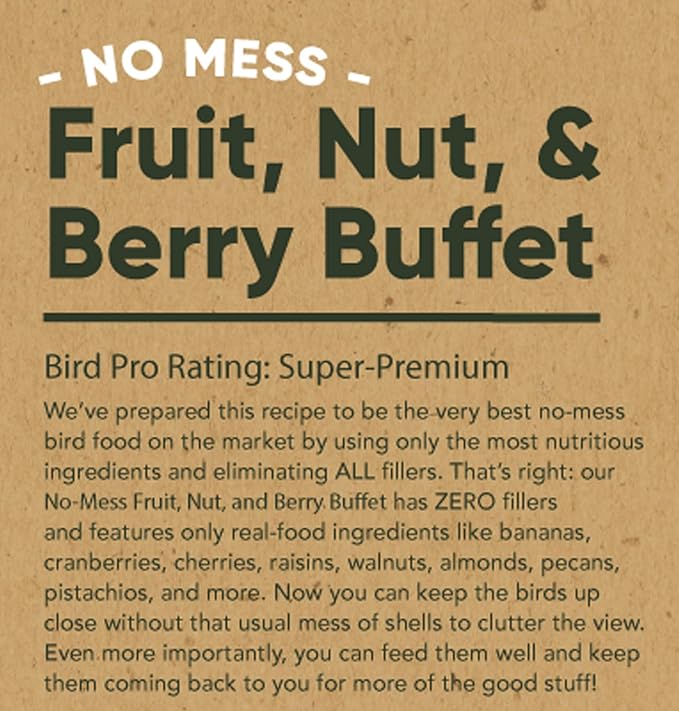 Bird Pro Holistic Bird Seed - Premium Seed for Backyard Feeding (5 Pounds, No Mess Fruit, Nut, & Berry Buffet)