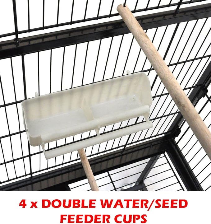 70" Extra Large Bird Parrot Flight Breeder Cage Side Breeding Nest Box Door Double Feeder Cups Easy Pull Out Metal Grate and Washable Tray with Removable Rolling Stand
