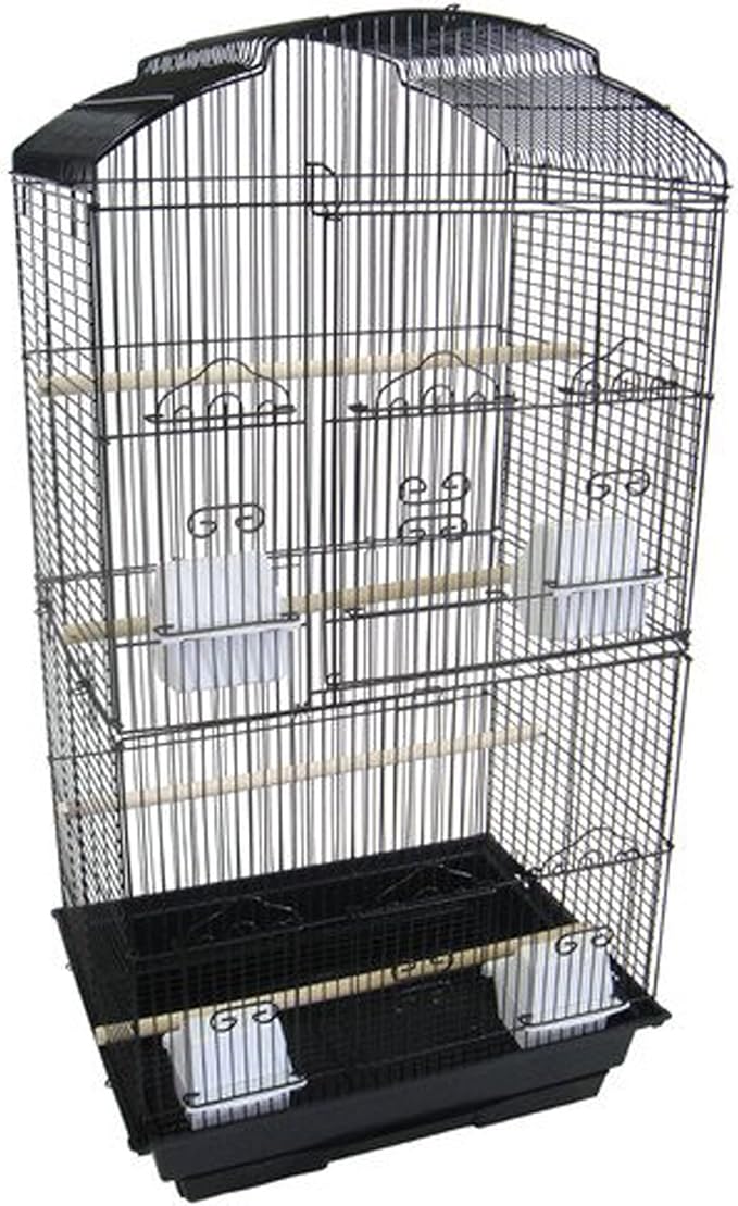 YML 3/8-Inch Bar Spacing Tall Shell Top Bird Cage, 18-Inch by 14-Inch, Black