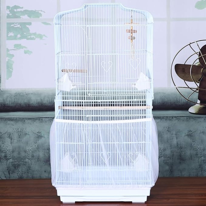 Ipetboom Universal Bird Cage, 61.02 X 11.81 Inches White Bird Cage Net Cover, Parrot Nylon Mesh Net Cover, Lightweight and Breathable for Pet Use