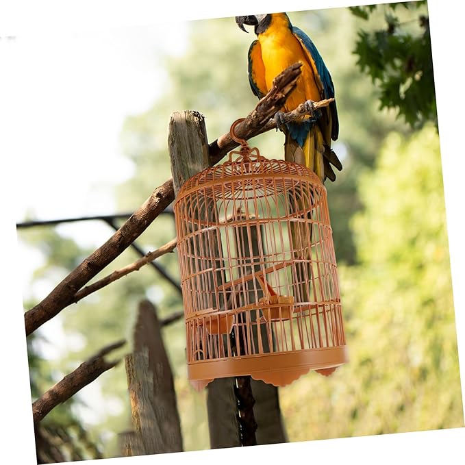 POPETPOP 1set Round Plastic Bird Cage for Parrots Cockatiels Lovebirds Easy Spacious Design for Pet Birds and Decorative Cage