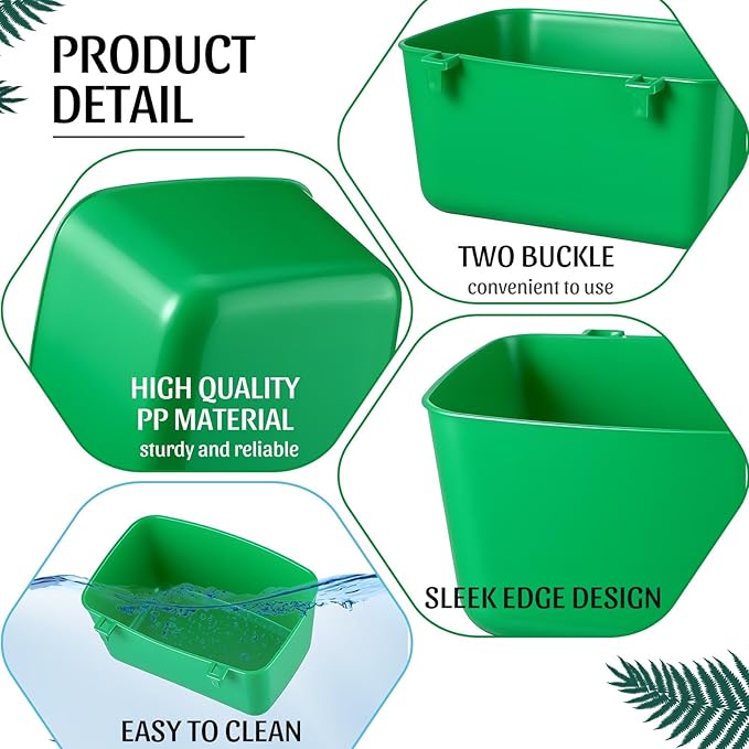 Zhehao 20 Pcs Bird Cage Cups Chicken Feeder Waterer Cups 18 oz Pigeon Feeder Plastic Poultry Wire Cage Hanging Rooster Chicken Water Bowl for Pet Bunny Gamefowl Poultry (Green)