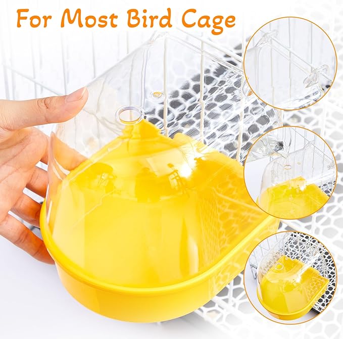 Honeydak 3 Pieces Clear Bird Bath for Cage Parakeet Bird Cage Accessories Hanging Bath Box Parrot Bathing Tub with View for Cockatiel Conure Canary Budgies Parrots(Vivid Color)