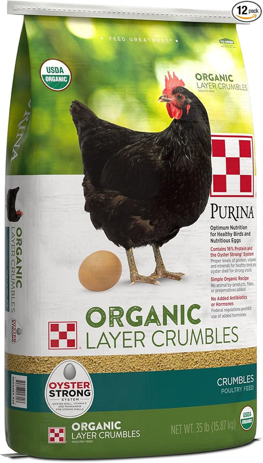 Purina | Nutritionally Complete Non-GMO Organic Layer Hen Feed Crumbles - Chicken Feed | 35 Pound (35 lb.) Bag